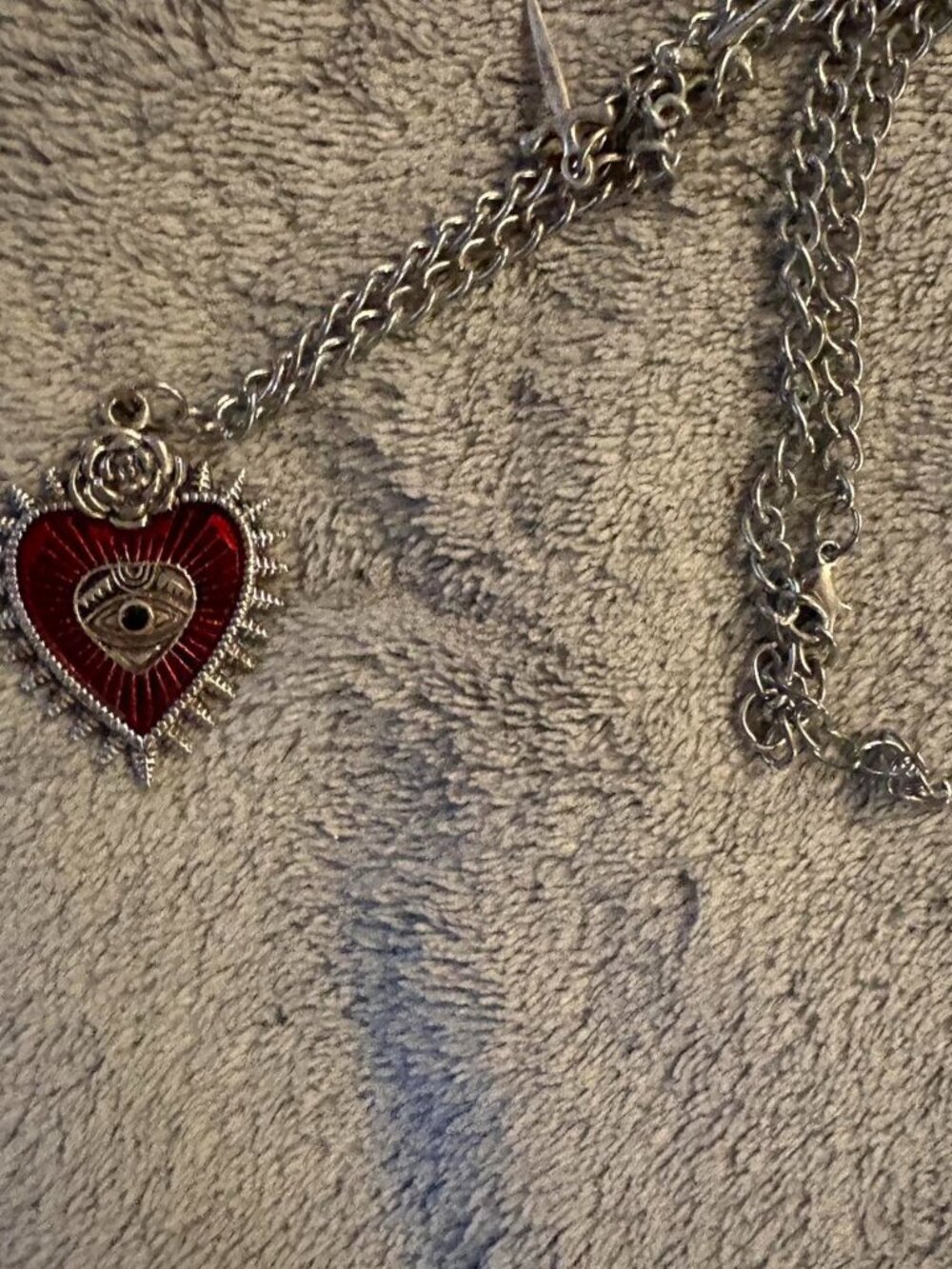 romantic goth red heart chain choker
